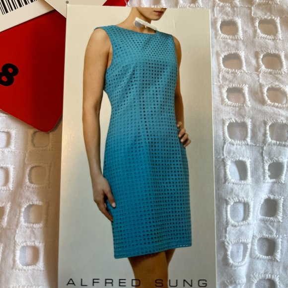 Alfred Sung NWT white eyelet shift dress size 8 - Picture 6 of 6